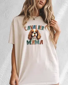 Cavalier King Charles Spaniel Dog Mom Comfort Fall Colors Garment Dyed T Shirt (Color)