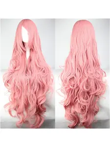 Rainbow Color Wig, 28 Inch Long Curly Hair, Women's Bangs, Breathable Rose Net, High Temperature Fiber, Daily Natural Look, Wavy Synthetic Hairpiece