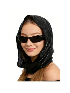 European and American new sequin hooded scarf hat, women's fashionable pullover hat, versatile street party unisex hat