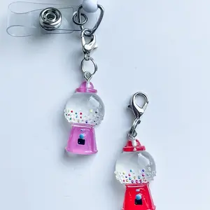 Acrylic Gumball Badge Reel Charm Lanyard Charm Nurse Teacher Badge Charm Nurse ID Holder Charm Purse Charm Backpack Keys Cute Charms