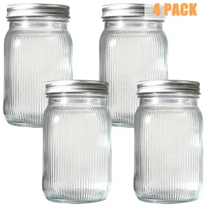 4/6 Pack 32 oz Clear/ Blue/ Green/ Pink Wide Mouth Mason Jars for Food Storage, Overnight Oats,Honey,Sauces for Storing All kinds of Food