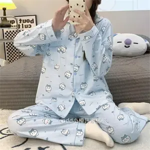 Cartoon Chiikawa Women Pajamas Suit Kawaii Usagi Casual Girl Homewear Anime Cute Long Sleeves Pant Sleepwear Casual Nightclothes