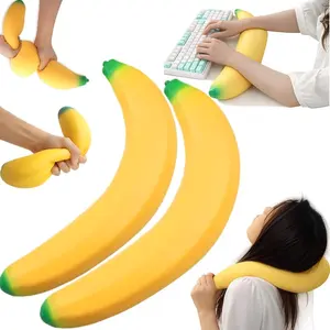 Giant Banana Squishy, 17.8 x 3 in Jumbo Banana Stress Relief Toy, Big Squishy Banana Fidget for Desk, Office Decor, Funny Gift for Teens & Adults (2PC)