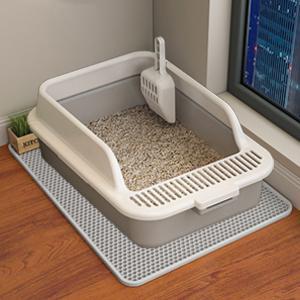 Cat Litter Mat, 35x24/24x18 Inch Double Layer Cat Litter Box Mat, EVA Non-Slip, Waterproof Urine Proof Cat Litter Catcher Mat, Easy Clean Scatter Control (35x24 Inch, Gray) Cat Litter Mat, 35x24/24x18 Inch Double Layer Cat Litter Box Mat, EVA Non-Slip, Waterproof Urine Proof Cat Litter Catcher Mat, Easy Clean Scatter Control (35x24 Inch, Gray)