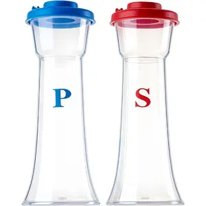 Set of 2 Plastic Salt and Pepper Shakers, Large Hourglass Salt Shaker Moisture Proof Pepper Container, Travel Spice Set for Home Camping Picnic Kitchen Gifts