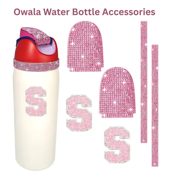 Owala Water Bottle Accessories Rhinestone Letter Sticker Set for 16 24 32 40oz Bottle Summer Gift Birthday Gift
