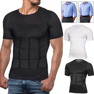 1/2/3/4 Pack Menswear Compression Body Shaper Shapewear Stretch Short Sleeve Shirt Breathable Lightweight Comfy Workout Tank Top Sports Vest Fitness Tee Gym Exercise Activewear Elastic Formal Fabric Casual