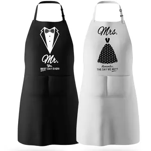 2 Pack Mr and Mrs Apron Gift Set for Couples - Wedding, Engagement, Anniversary, and Christmas Gifts