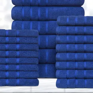 24 Pieces of Zero Twist Egyptian Cotton Towels Suit. Suit Uses 100% Egyptian Cotton, Which Is Famous for Its Softness, Water Absorption and Durability. Including 8 One Bath Towel (27 Inches X 54 Inches),8 One Towel (16 Inches X 28 Inches) and 8 One Washin