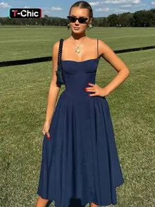 Women's Plain Backless Bodycon Dress, Elegant Spaghetti Strap Sleeveless Dress for Party Club Holiday, Ladies Summer Clothes, Formal Elegant Dress