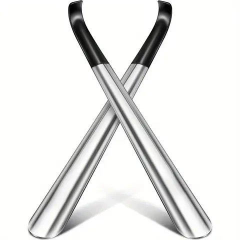 16.5in Metal Shoehorn with Extra Long Handle - Comfortable Fit Footwear Slip-On Tool, Boot Aid for Seniors, Versatile Use Shoe Accessory