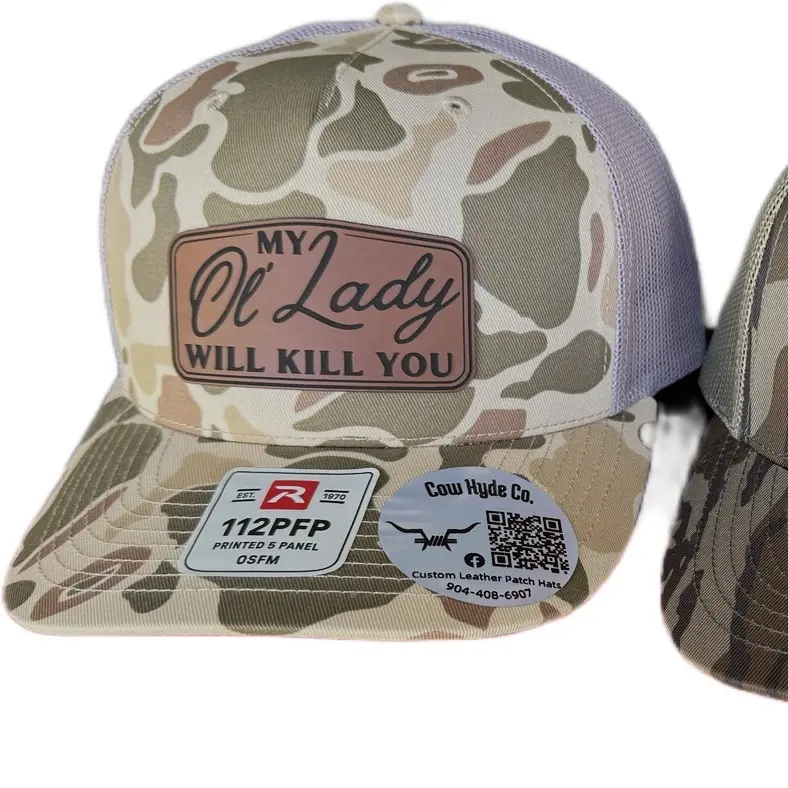 Ol’ Lady SNAPBACK Camo Trucker Hat with "My Ol' Lady Will Kill You" Patch 112PFP OSFM
