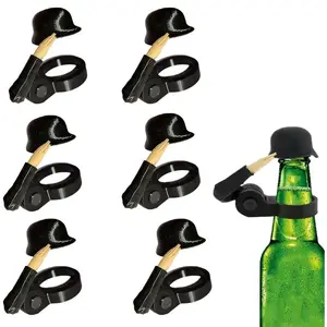 6pcs Detailed Soldier Salutes Beer Caps, Reusable Beer Bottle Helmet Drinking Hat Decorative Designs Beers Lid Collector for Home Gatherings Outdoor Picnics Parties Drinking Additions Gifts