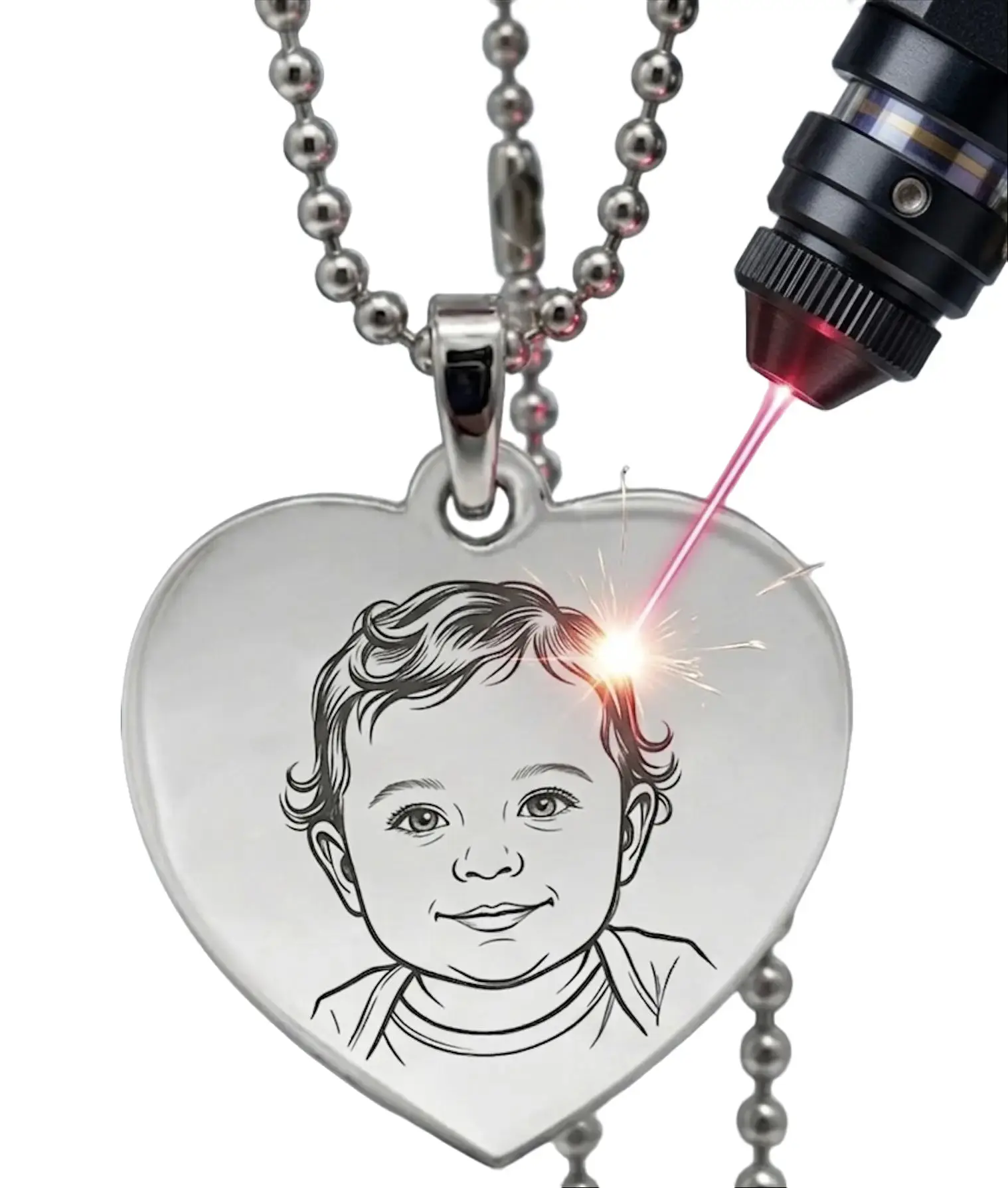 Personalized Photo Engraved Necklace, Custom Picture Engraving, Stainless Steel, Personalized Family/Pet Jewelry, Perfect Gift
