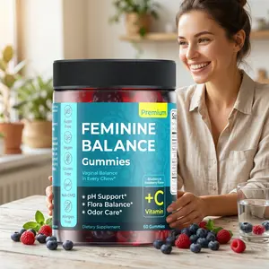 Feminine Balance Gummies for Women – Vaginal Probiotics for Women pH Balance & Odor Control – 60ct Prebiotics and Probiotics for Womens – Berry Flavor Vaginal Health Supplement