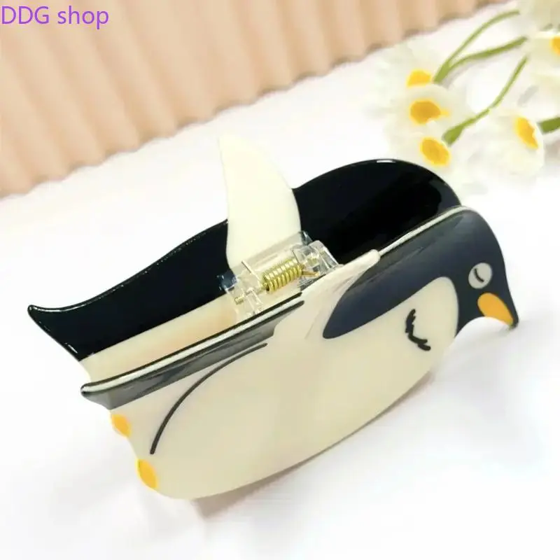 Cute Ocean Penguin Design Hair Claw Clip for Women & Girls, Adorable Strong Hold Shark Clip, Versatile Ponytail Holder Hair Accessory Perfect for Daily Wear, Dating & All Occasions