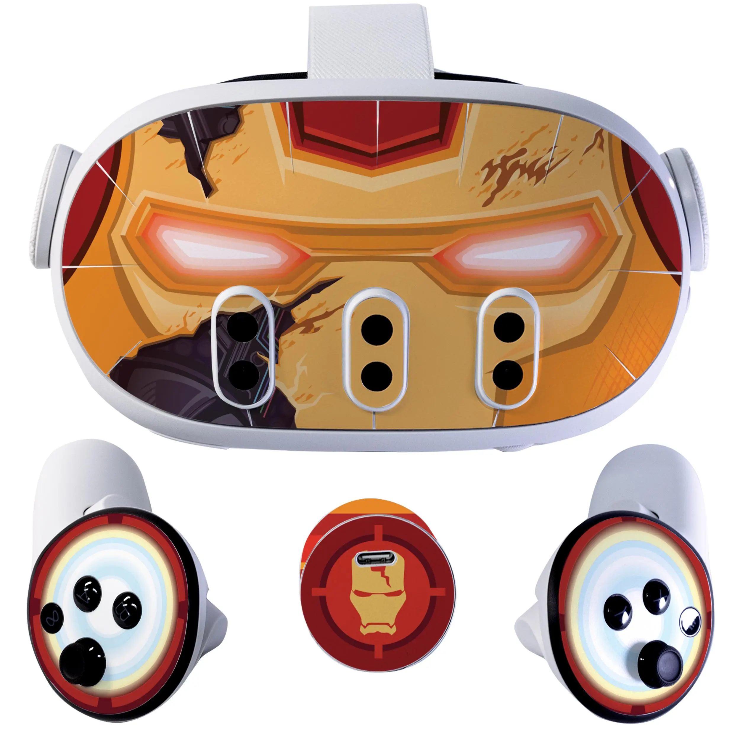 Easy-to-Apply Skin Sticker Kit compatible with Meta Quest 3 VR headset - Iron Damaged virtual reality accessory - VR protector skin covers
