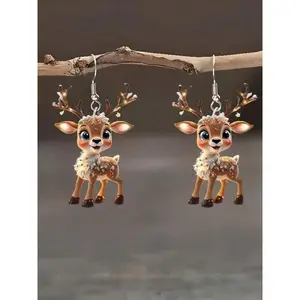 Fashionable Acrylic Deer Earrings, Creative Christmas Gifts, Cute Santa Claus Design, Perfect Holiday Accessory, Unique Personalized JewelryGift