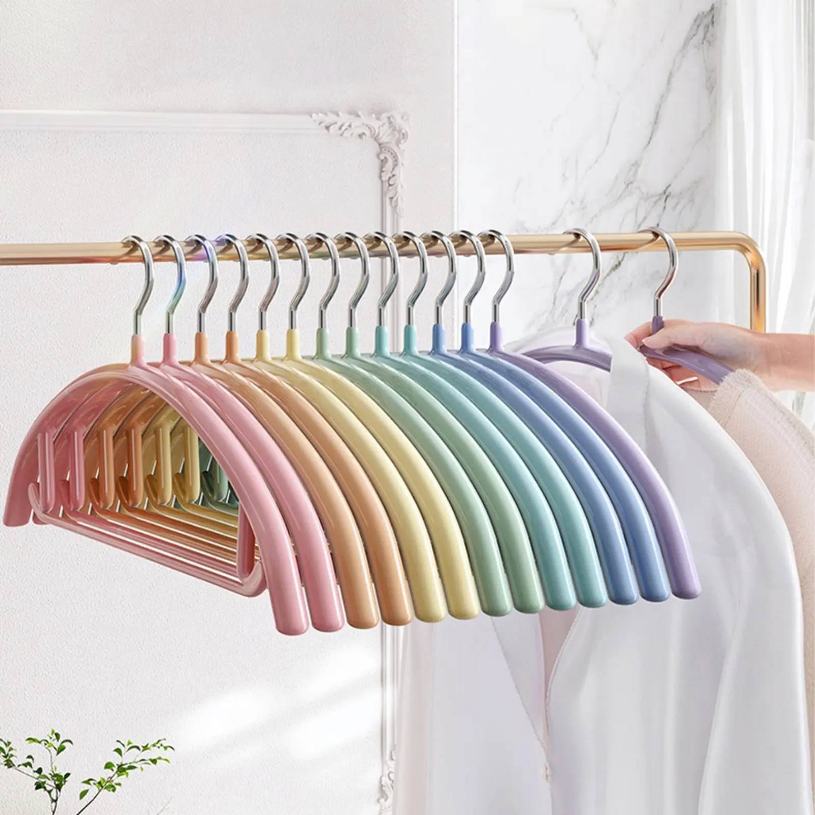 SLMT Coat Hangers Non Slip 21 Pack Sweater Hangers No Shoulder Bump Heavy Duty Metal Clothes Hangers for Closet…