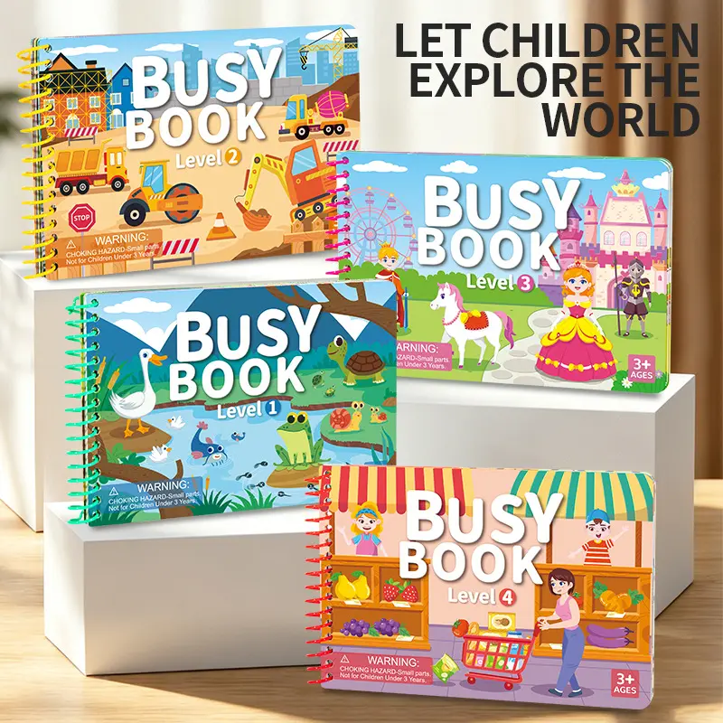 Montessori Style Busy Book for Toddlers 2-7, Pre-Assembled Early Learning Soft Book with Animal Matching Games, Reusable Stickers, Fine Motor Skills Development, Screen-Free Travel Activity Toy | Back to School