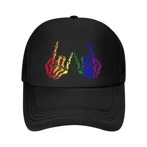 Skeleton Rock Hand LGBT-Q Cool Rainbow Flag Gay Pride Ally Baseball Cap