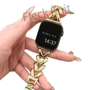 Metal Infinity Loop Apple Watch Band for Women, Waterproof Strap Compatible with iWatch Ultra/SE/Series 10/9/8/7/6/5/4/3/2/1, Fits 38mm-49mm