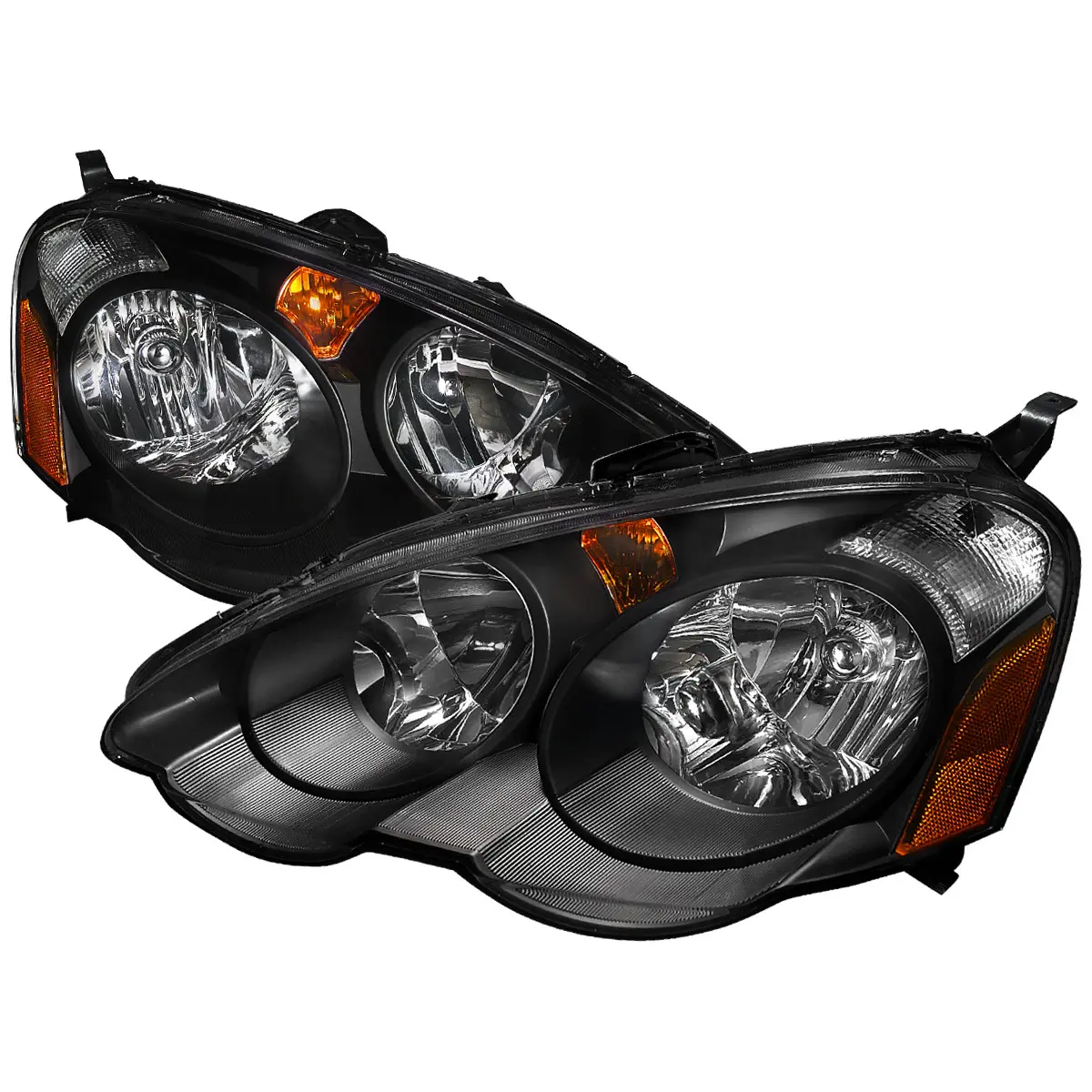 2002-2004 Acura RSX Factory Style Headlights w/ Amber Reflectors (Matte Black Housing/Clear Lens) 2002-2004 Acura RSX Factory Style Headlights w/ Amber Reflectors (Matte Black Housing/Clear Lens)