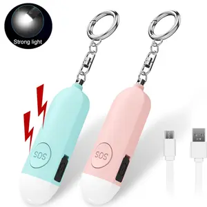 Personal Safety Alarm Keychain for Women,Loud 130dB Siren with Strobe Light,Rechargeable Safety Alarm Keychain for Children Elderly