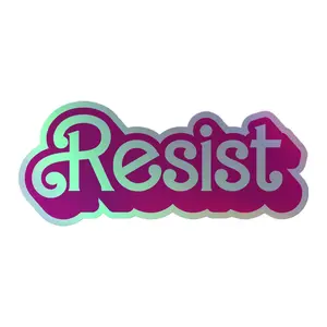 Resist Pink Font Holographic Vinyl Stickers, Democrat Supporter, Anti-Trump, Anti-Republicans, Equal Women's Rights Decor Decorative Light die kiss-cut feminist