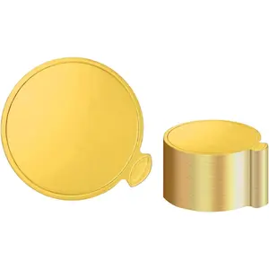 50 pcs - 3.15 Inch Mini Round Golden Cake Boards, Mousse Cupcake Base Paper Plates, Circle Dessert Board, Gold