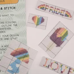 Pride Cross Stitch Stick-and-Stitch Patterns, DIY Needlework Kit for Versatile Surfaces