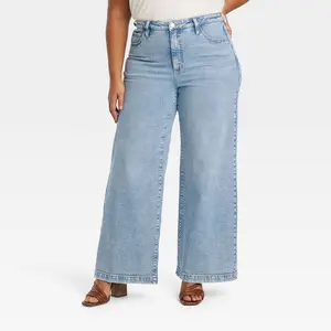 Women's High-Rise Wide Leg Jeans - Ava & Viv Light Wash 24