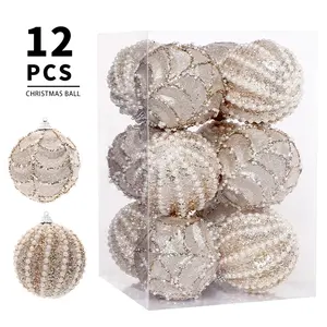 8CM Christmas Tree Decor Hanging Balls Sequined Shiny Ball Pendant Christmas Tree Home Party Hanging Decorations New Year 2024