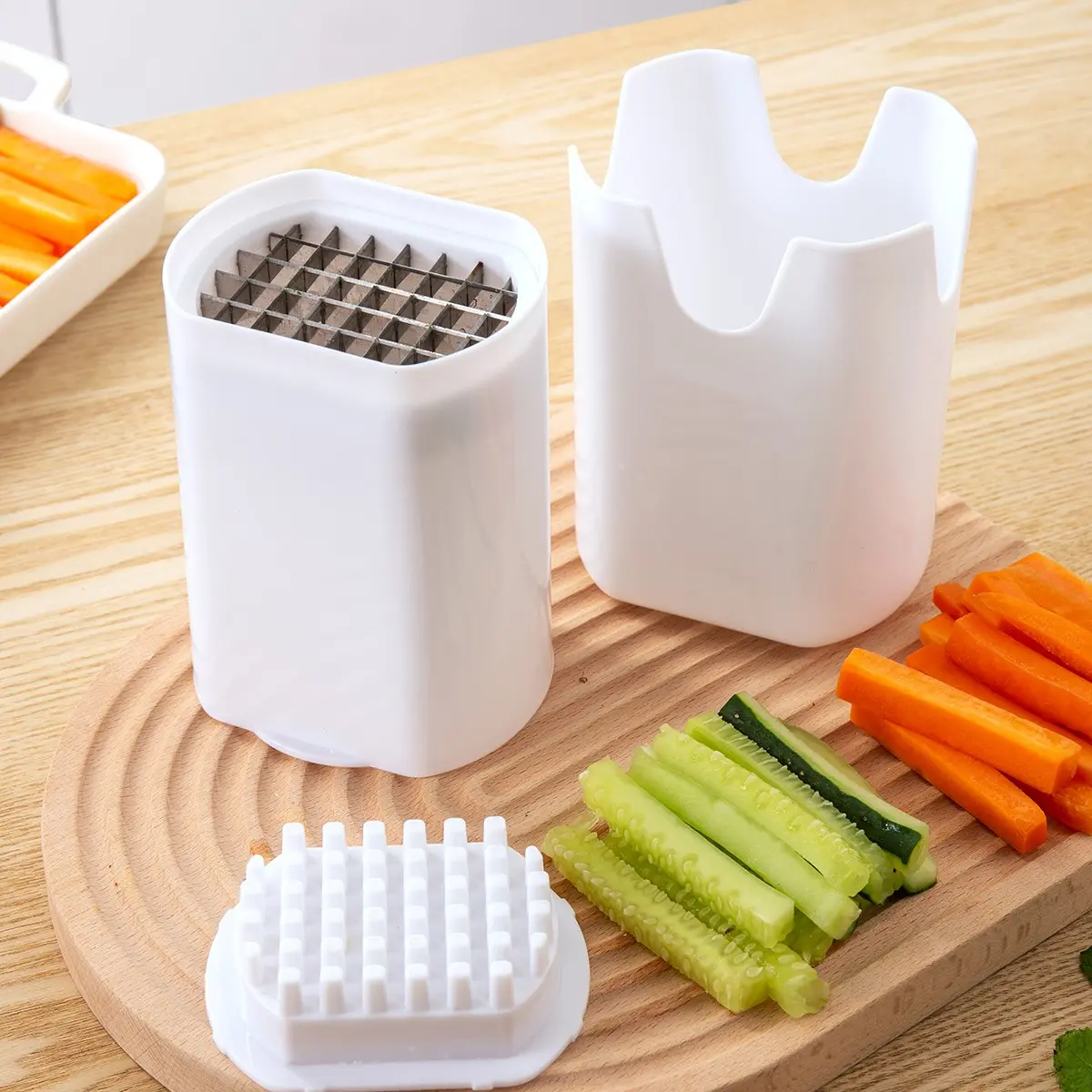 1pc Multi-Functional Press-Type Potato Cutter, Carrot Slicer, Ham Chopper, Home Use Cucumber Vegetable Cutter, Press-Type Strip Maker