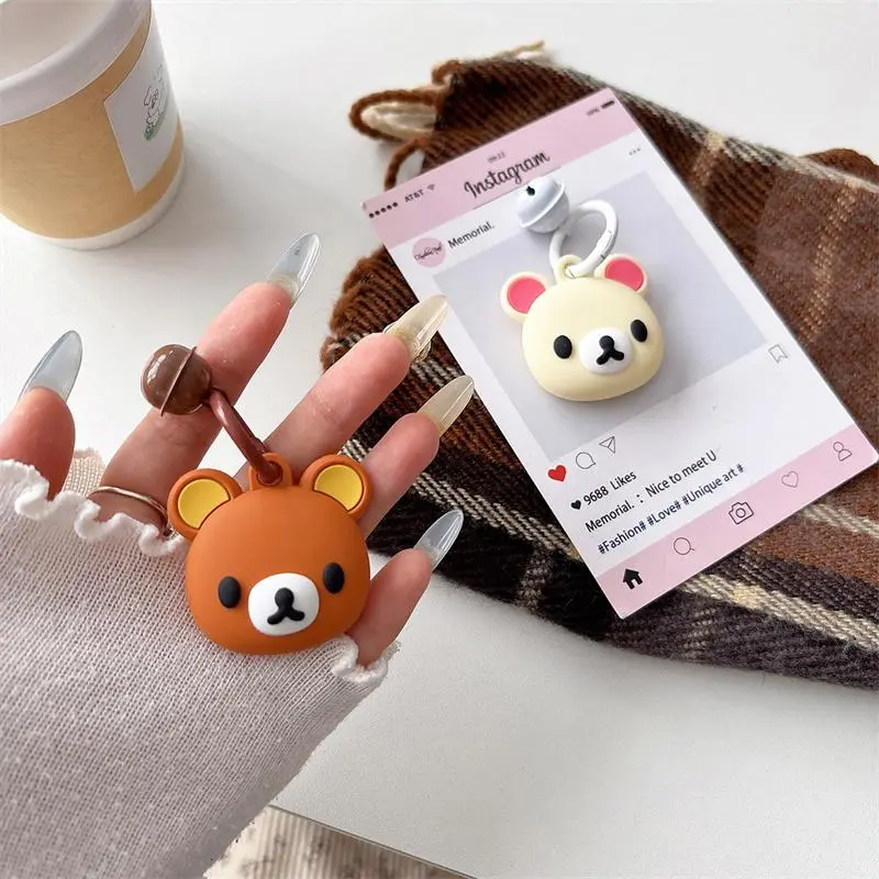 Cute little bear bell Silicone protective case Covers suitable for AirTag anti loss device Accessories