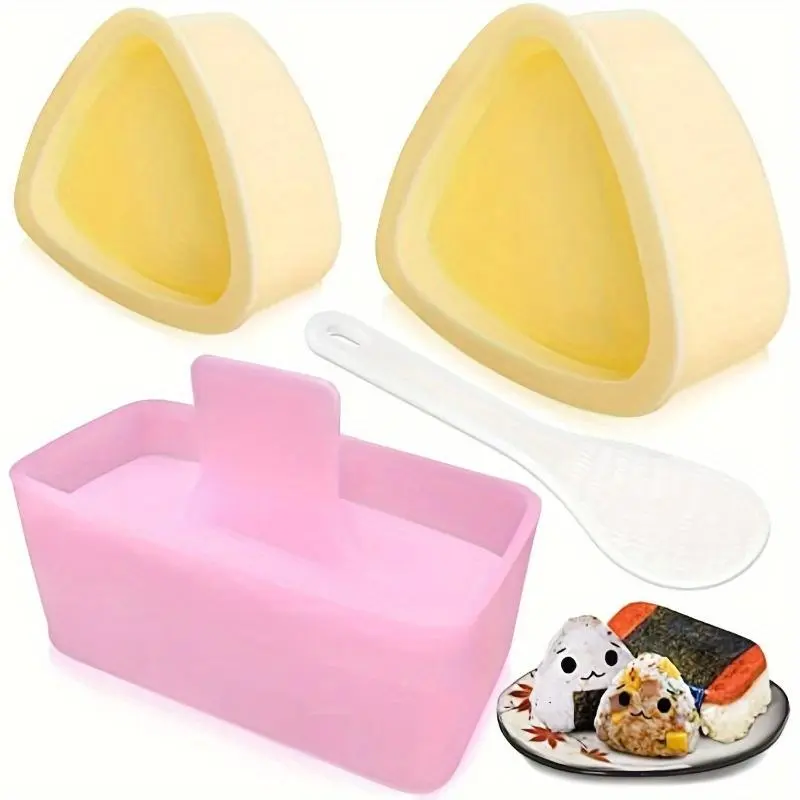 Rice Ball Mold Set, 3 Counts Mold & 1 Count Rice Scoop, Sushi Making Tool, Meal Preparation Tools, Kitchen Accessories for Home Dining Room Picnic