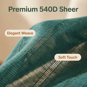 Window Wear 4 Panels 52x95inch 540D mesh straight stripe curtains with loops at the top, soft and light-transmitting, suitable for bedrooms and living rooms, 130 GSM. FT6666