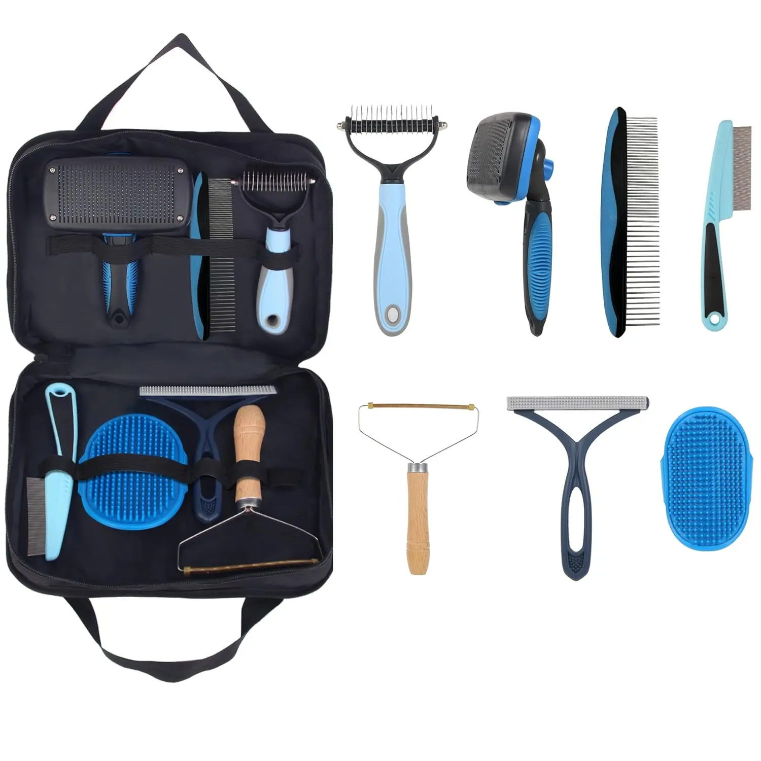 7‑In‑1 Pet Deshedding Tool, Dog Grooming Brush Set, Dog Brush Combo | Pet Deshedding Brush, Flea & Grooming Comb, Carpet & Bath Hair Remover LYONGSMENT