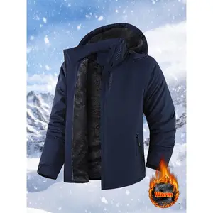 Men’s winter hooded jacket with wool lining, outdoor windproof, waterproof, and warm jacket, suitable for outdoor activities such as hiking and skiing GARMENTARY