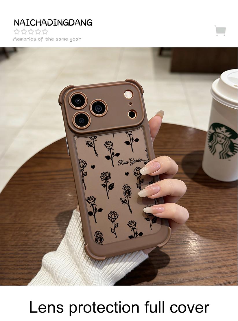 Rose Garden Phone Case Elegant Floral Print Design Compatible with iPhone 17 Pro Max 16 Pro Max 15 Pro 14 13 12 11 Series Simple Color Matching