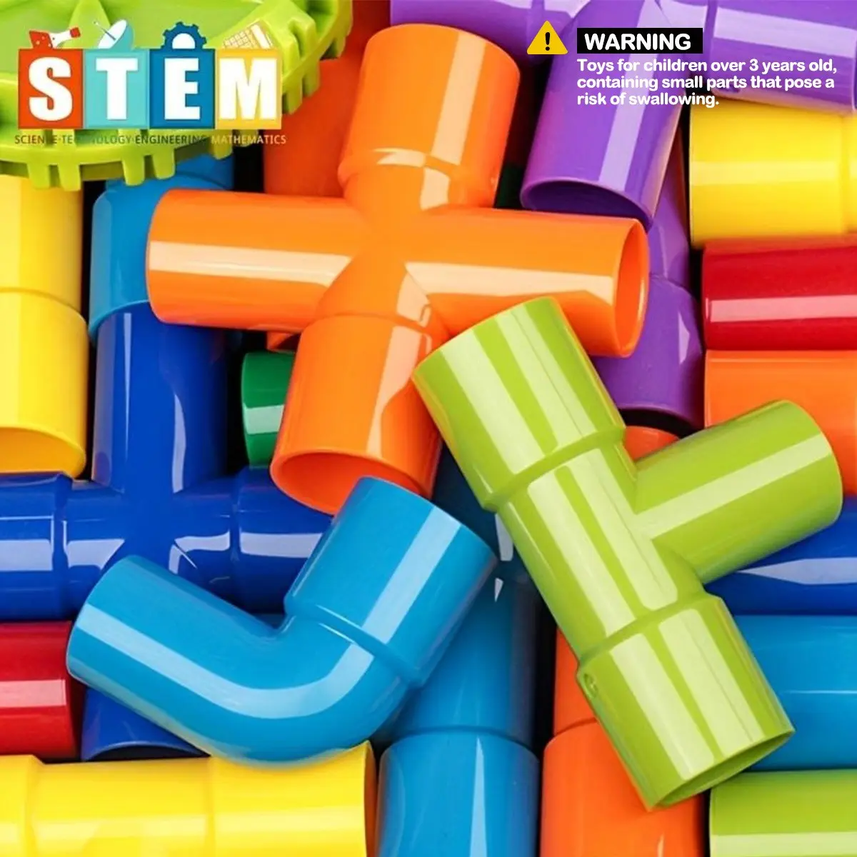 50pcs Water-Pipe Design Building Block Set, STEM Educational Construction Toy for Kids, Gift for Halloween, Thanksgiving and Christmas, Stem Building Blocks, Creative Building Set, Building Block Kit