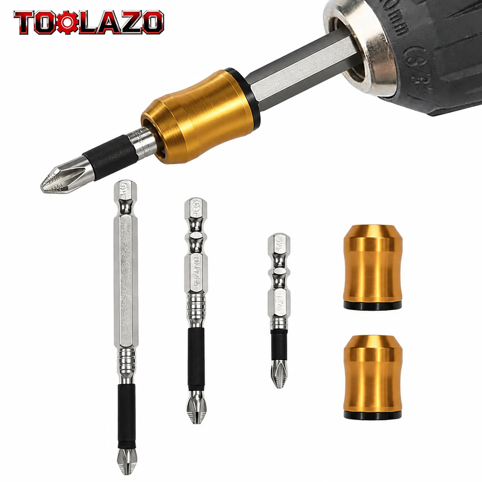 Strong  Screw Ring with 3-Piece PH2 Screwdriver Bit Set (50mm, 70mm, 100mm) | 1/4" Universal Hex Shank  Screw Holder | Precision Fastening Tool for Power Drills, Impact Drivers, Home Repairs, Workshop, Automotive & DIY Projects Socket