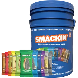 SMACKIN' Sunflower Seed Bucket, 54 Total 1.5 Ounce Single Serve Bags, 11 Flavor Variety Bucket