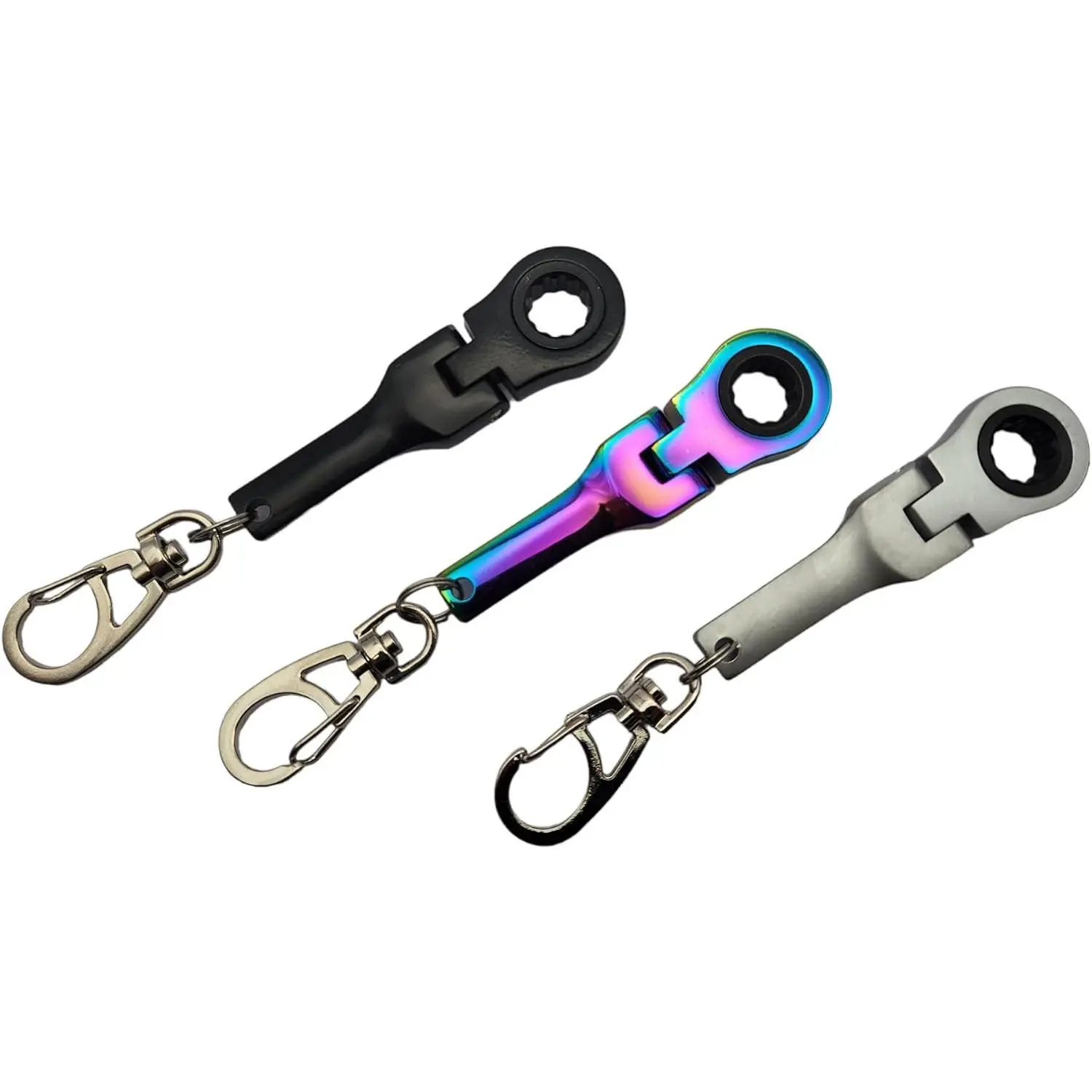 Socket Ratchet Wrench Keychain - 10mm Design, Optional Mini Tape Measurement & Mini Toy Wrench Spanner Keychain - Automotive Part Car Auto Key Chain