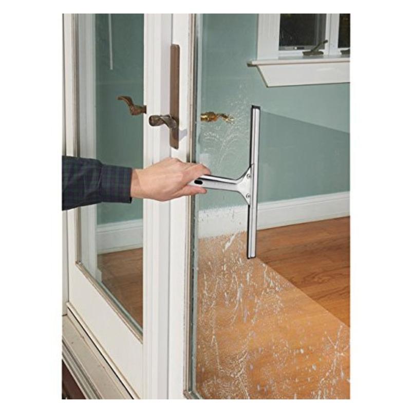 Professional 12” Stainless Steel Window & Glass Cleaning Squeegee - Cleaning Supplies, Heavy Duty Squeegee for Window Cleaning, Streak Free Results