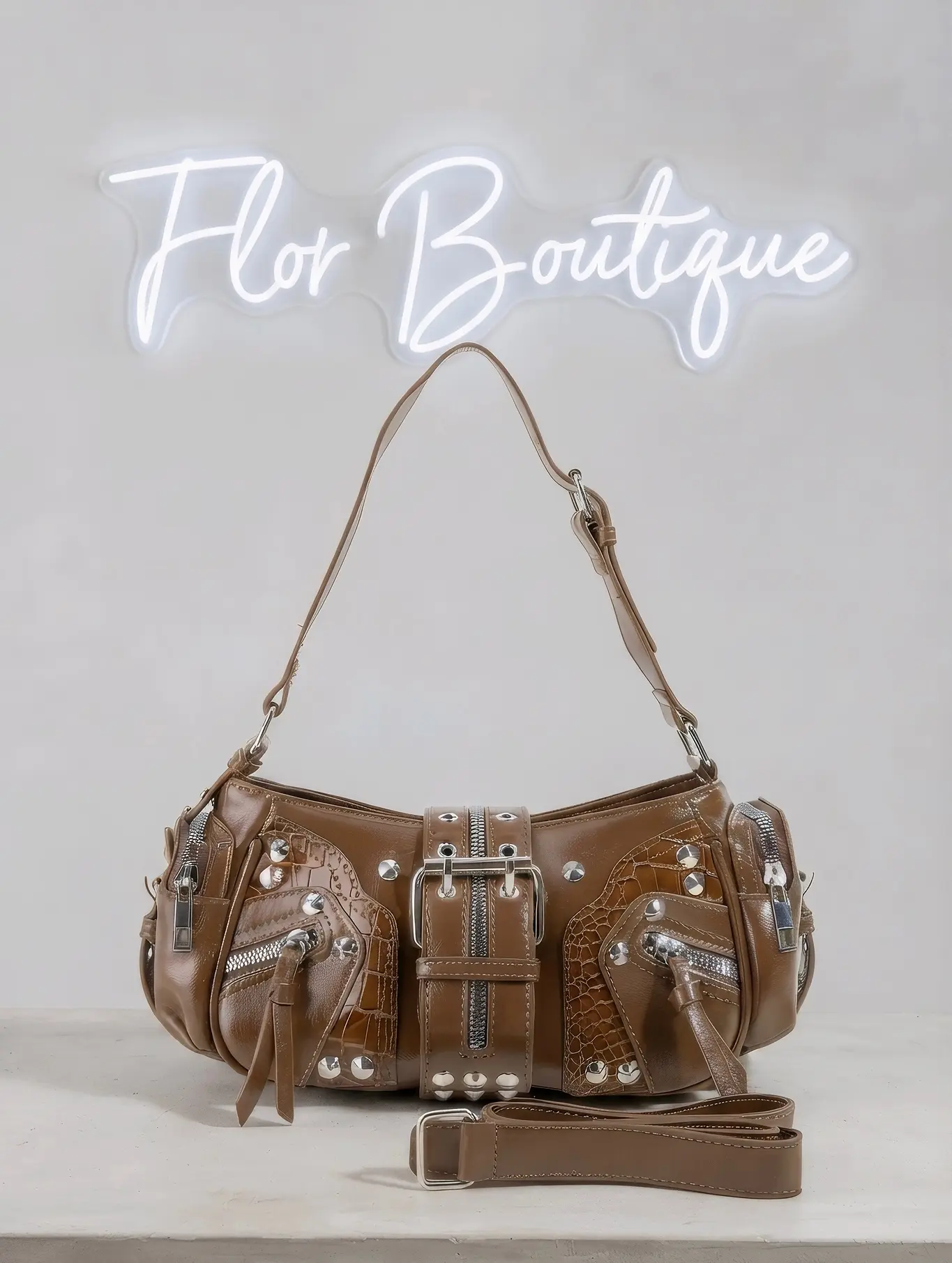 The Paola Buckled & Studded Chic Shoulder Bag