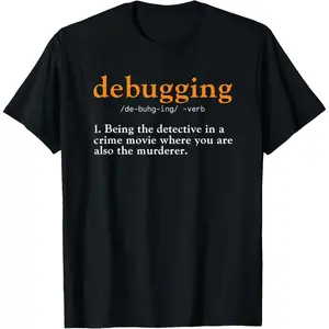 Programmer Debugging Coding Tshirt, Cotton  graphic tees men gifts shirts men Menswear Natural Sports Casual Crewneck Streetwear Shortsleeve