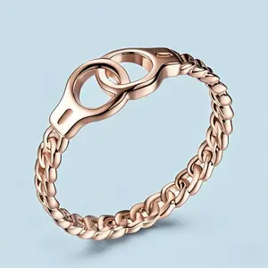 Men's Geometric Anti-Rust Stainless Steel Cuban Chain Lock Ring - Multi-Size, Casual Rings, Statement Jewelry, Everyday Accessory, Valentine's Day Gift for Lovers, Anti-Rust Steel Rings,summerwins
