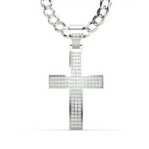Men's VVS Lab Diamond Customizable White Gold Cross Necklace Pendant