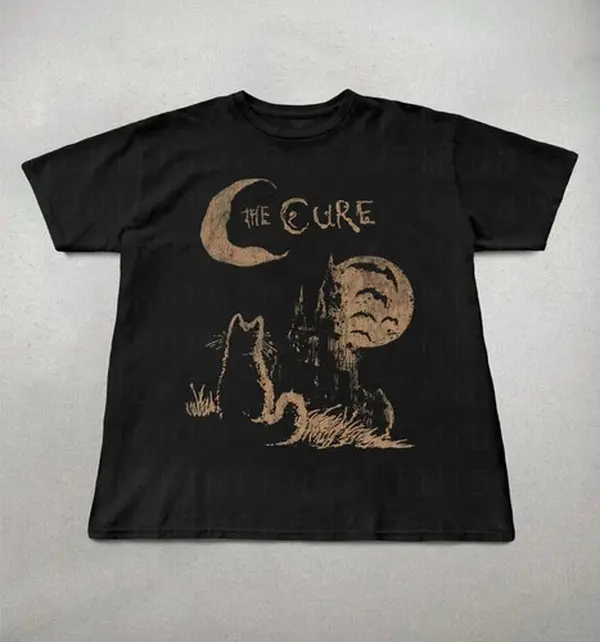 The Cure Cat T Shirt 90s Indie Rock Band Tee Cat Lover Gift